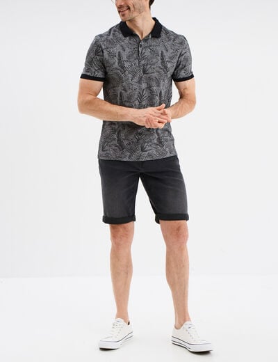 Polo droit manches courtes coton Creeks noir homme