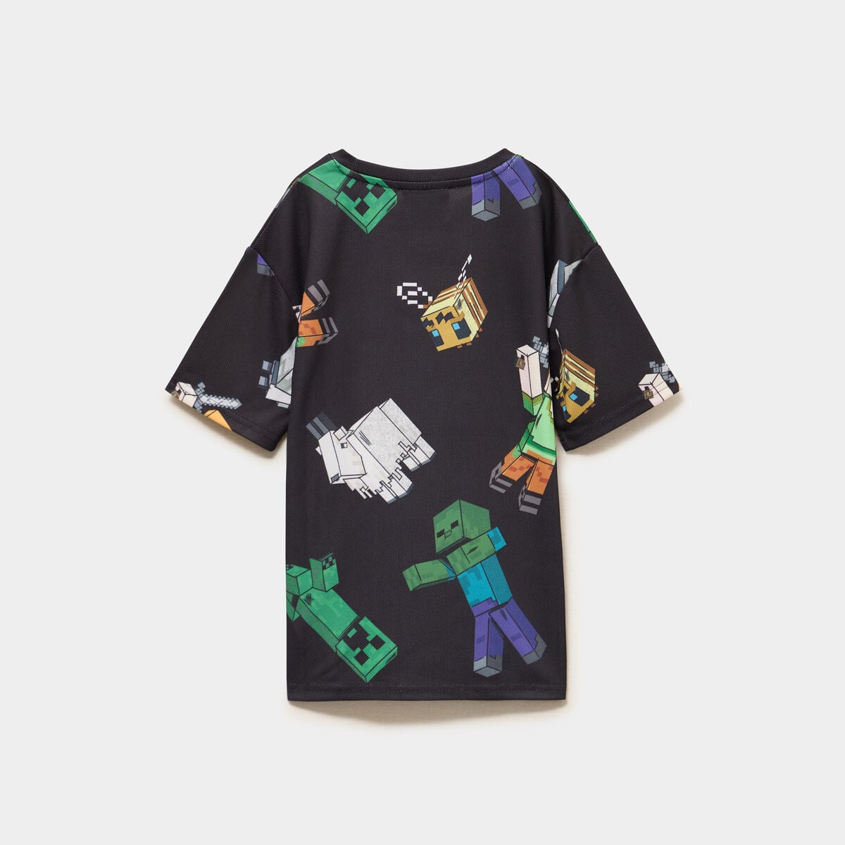 T-shirt manches courtes droit Minecraft noir gar&ccedil;on