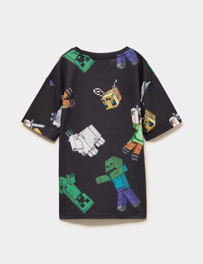 T-shirt manches courtes droit Minecraft noir gar&ccedil;on