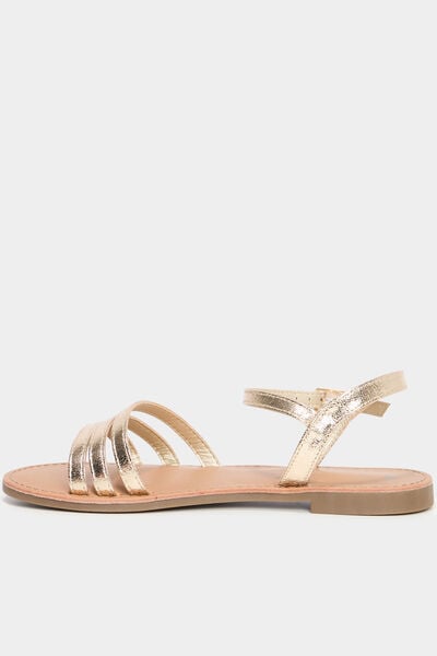 Sandales plates jaune or femme