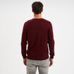 Pull jersey avec col en V violet foncé homme