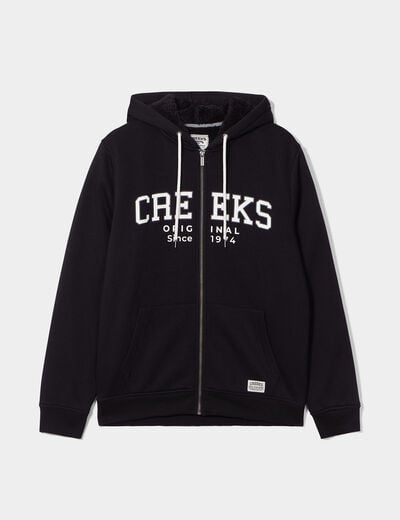 Sweat zippé à capuche doublé Creeks noir homme