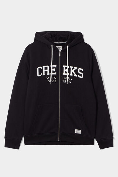 Sweat zippé à capuche doublé Creeks noir homme