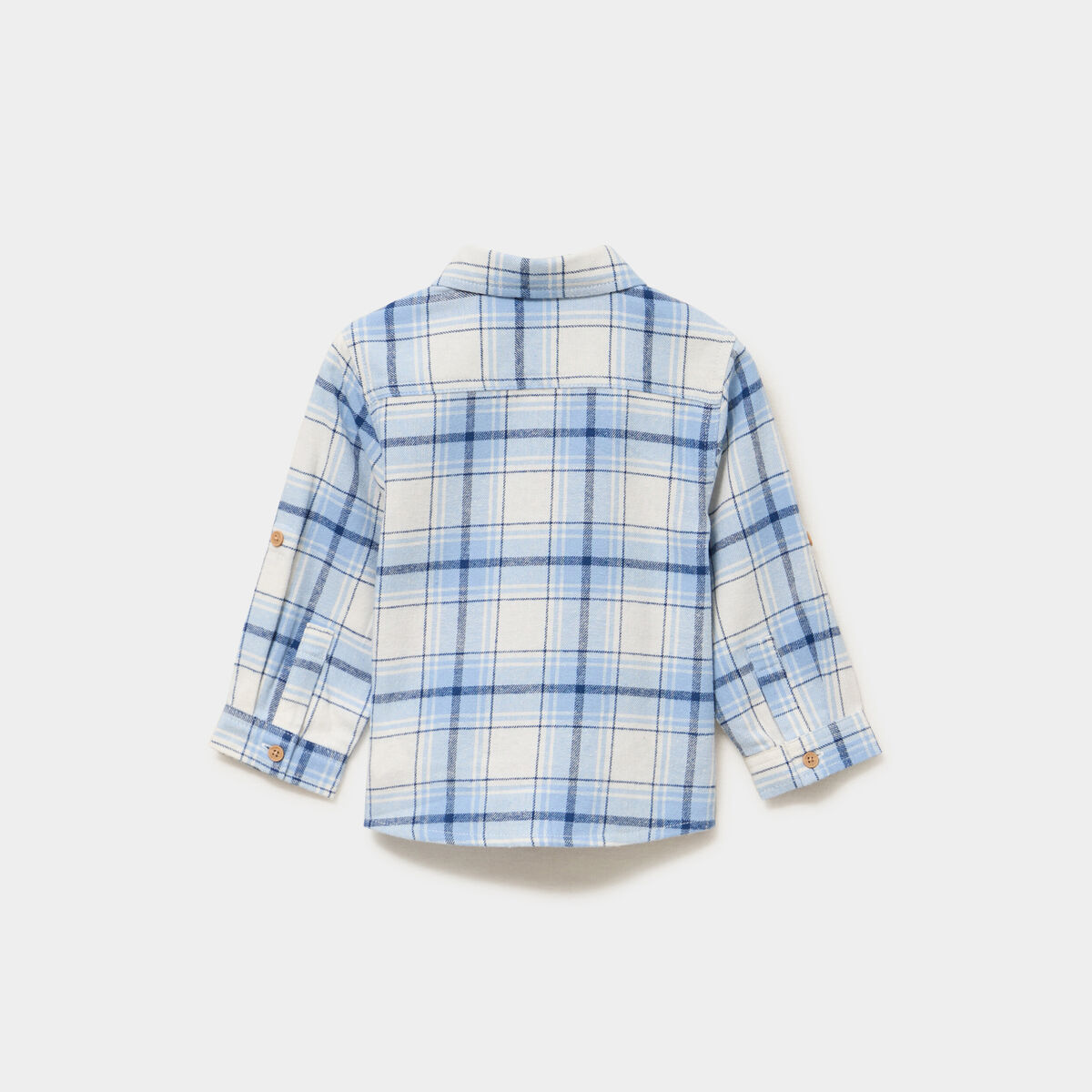 Chemise manches longues coton bleu ciel b&eacute;b&eacute; gar&ccedil;on