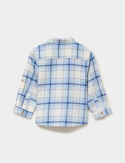 Chemise manches longues coton bleu ciel b&eacute;b&eacute; gar&ccedil;on