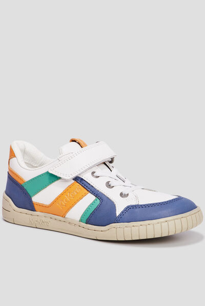 Tennis basses en cuir Kickers Windo blanc garçon