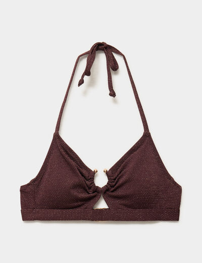 Haut de maillot de bain padd&eacute; amovible marron femme