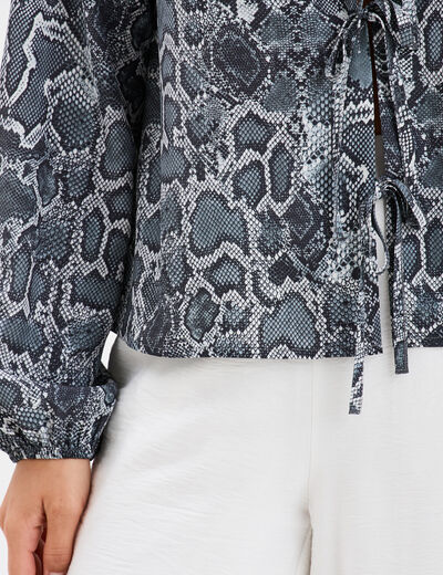 Blouse avec noeuds gris femme
