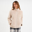 Veste effet polaire col montant gris clair femme