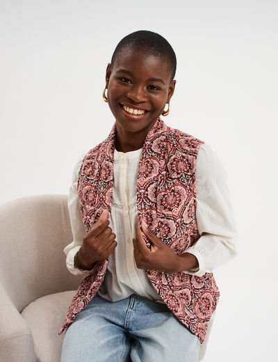 Veste sans manches matelass&eacute;e marron chocolat femme