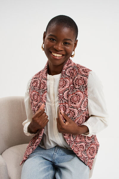 Veste sans manches matelass&eacute;e marron chocolat femme