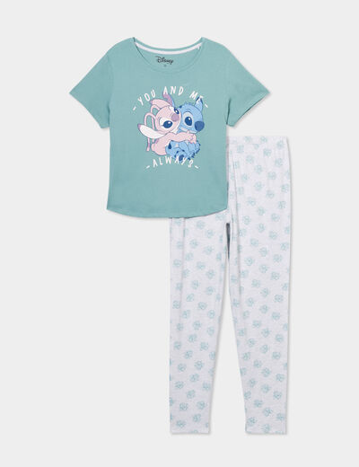 Ensemble pyjama manches courtes Stitch bleu gris femme