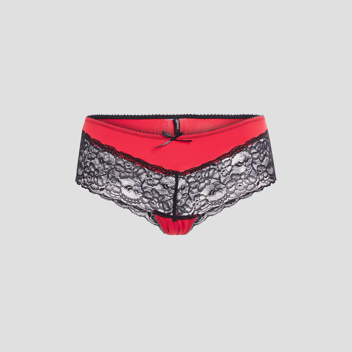 Shorty mix micro dentelle rouge femme