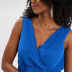 Robe longue plissée sans manches col V bleu roi femme