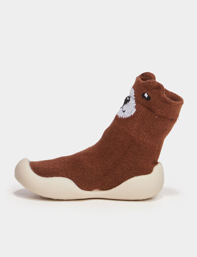 Chaussons chaussettes marron bébé garçon