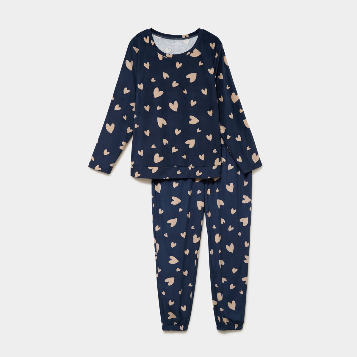 Ensemble velours pyjama t-shirt pantalon bleu gris femme grande taille