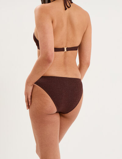Bas de maillot de bain anneau marron femme