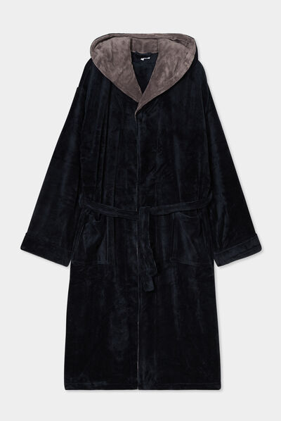 Peignoir long col châle noir homme