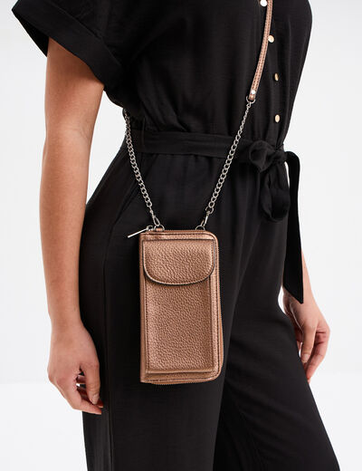 Sac pochette à bandoulière couleur bronze femme