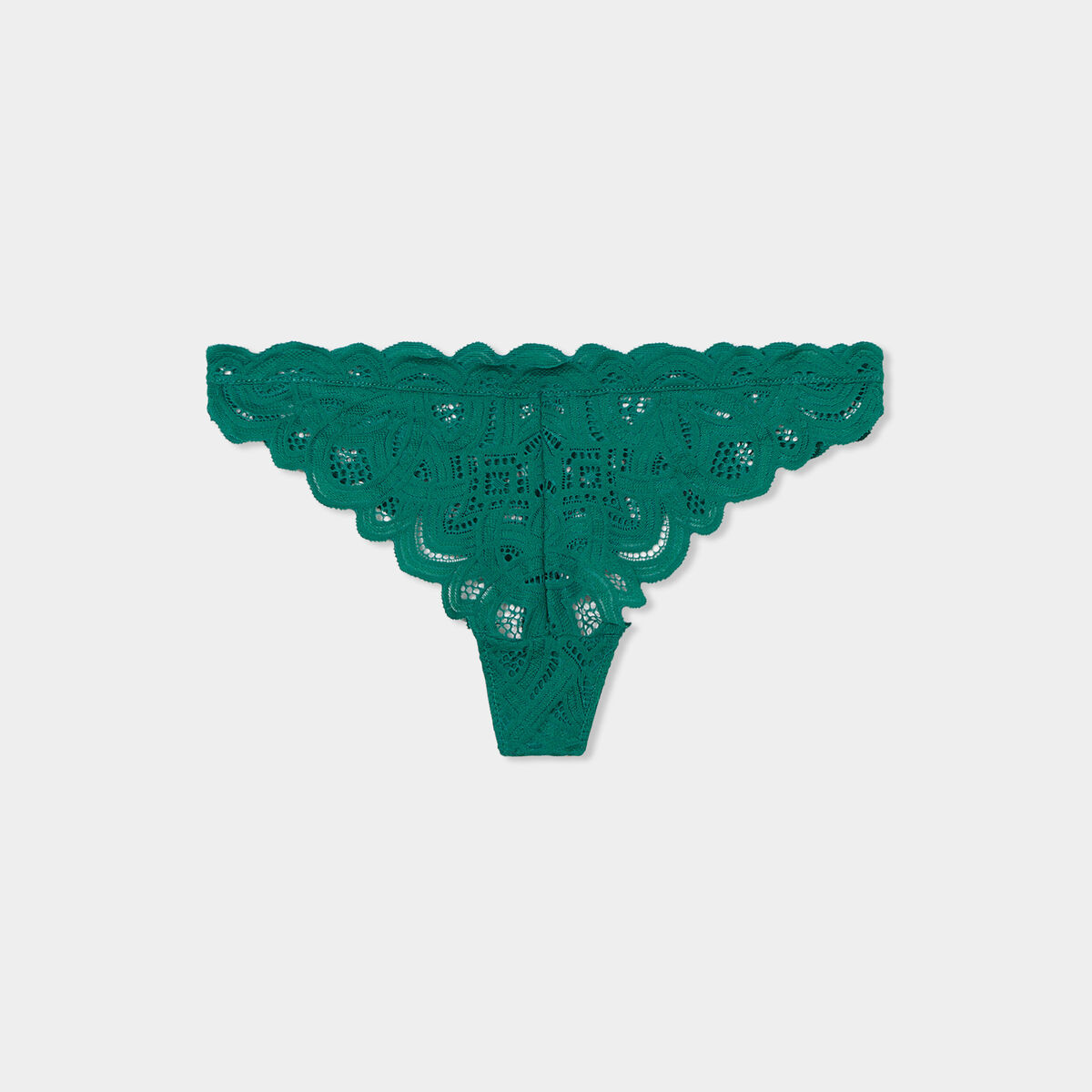 Tanga en dentelle vert foncé femme