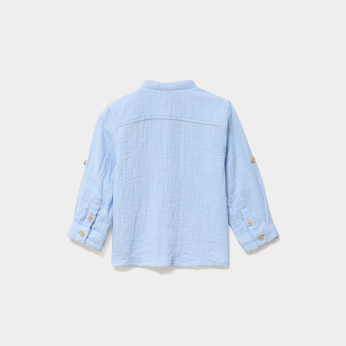 Chemise col mao en gaze de coton bleu pastel b&eacute;b&eacute; gar&ccedil;on