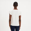 T-shirt droit manches courtes &agrave; volants blanc femme