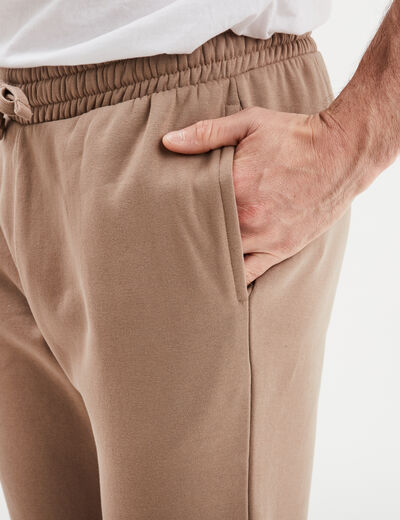 Pantalon jogging droit molleton taupe homme