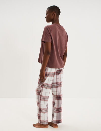 Ensemble pyjama pantalon t-shirt coton beige femme