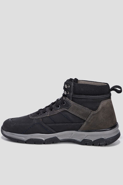 Bottines à lacets en cuir noir homme