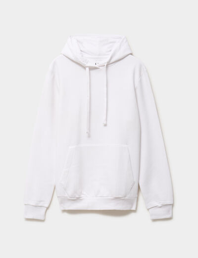 Sweat molleton &agrave; capuche hoodie blanc homme