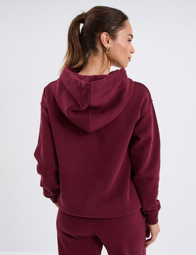 Sweat hoodie molleton à capuche bordeaux femme