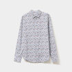 Chemise droite imprimée manches longues ecru homme