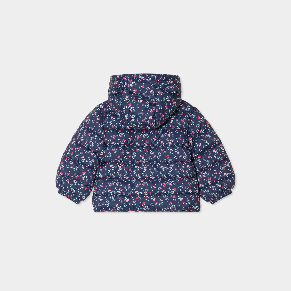 Doudoune à capuche poignets élastiqués bleu marine bébé fille