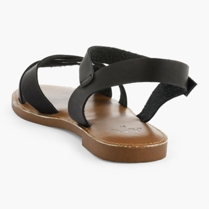 Sandales à lanières unies femme noir