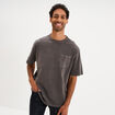T-shirt droit col rond 1 poche coton gris fonc&eacute; homme