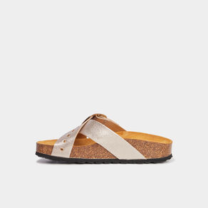 Mules brides croisées jaune or femme