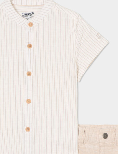 Ensemble chemise et short coton beige bébé garçon