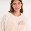 Ensemble pyjama effet velours 2 pi&egrave;ces creme femme grande taille