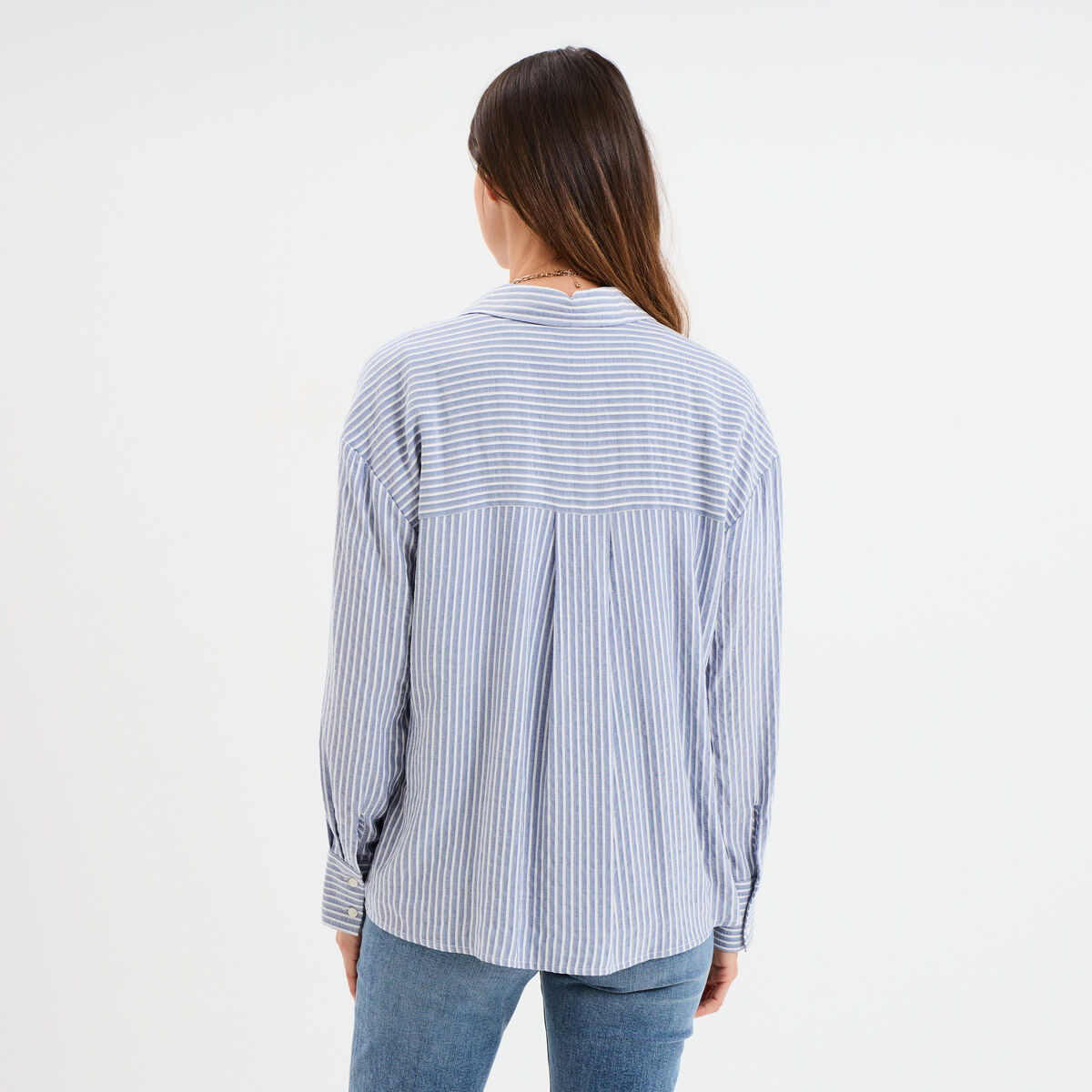 Chemise manches longues bleu marine femme