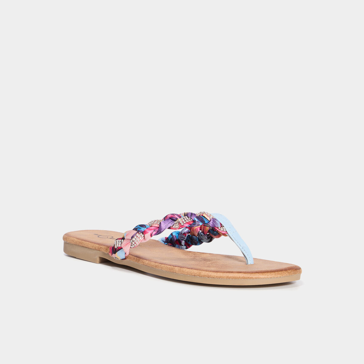 Mules plates détails foulard bleu femme