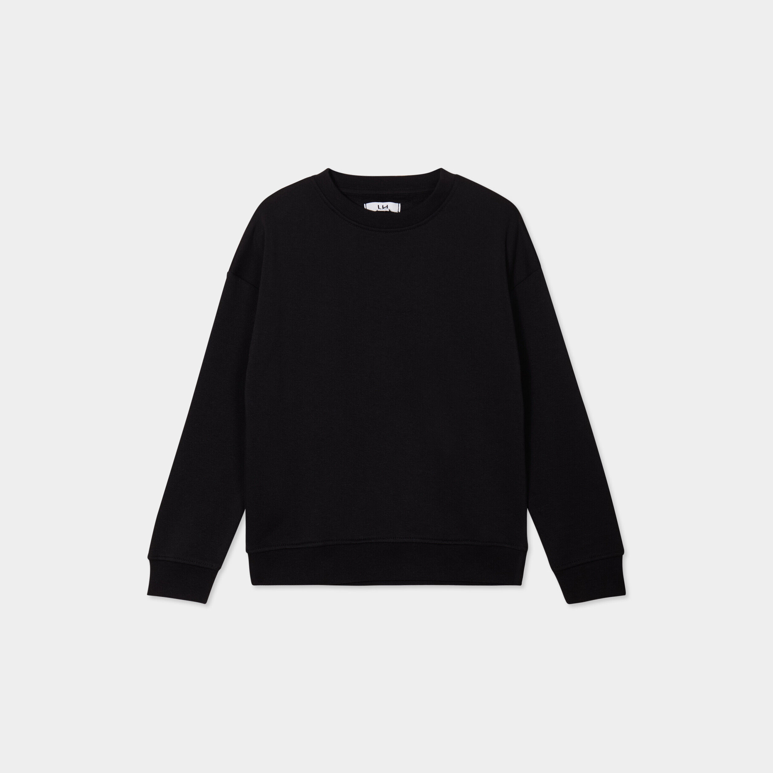 Sweat oversize manches longues col rond noir garçon LH