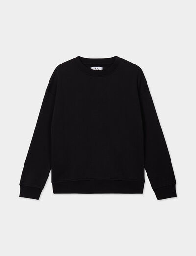 Sweat oversize manches longues col rond noir garçon