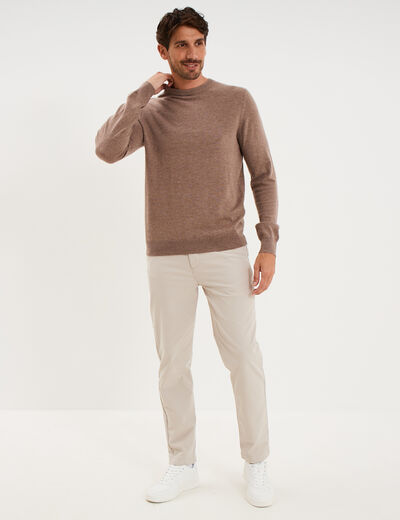 Pantalon chino droit extensible gris clair homme