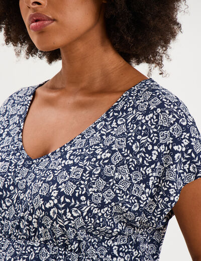 Robe longue col en V grossesse bleu marine femme maternit&eacute;
