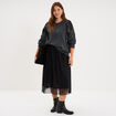 Pull &agrave; paillettes gris fonc&eacute; femme grande taille