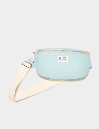 Sac banane bandouli&egrave;re en toile canvas vert pastel femme
