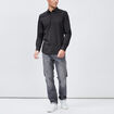 Chemise ajustée col italien noir homme