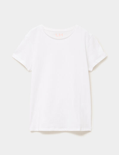 T-shirt manches courtes en coton blanc fille