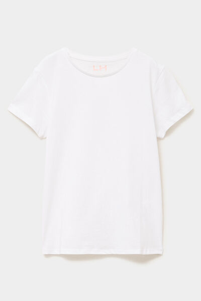 T-shirt manches courtes en coton blanc fille