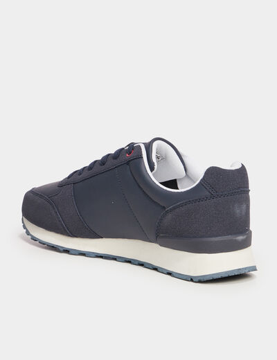 Baskets running à lacets bleu marine homme